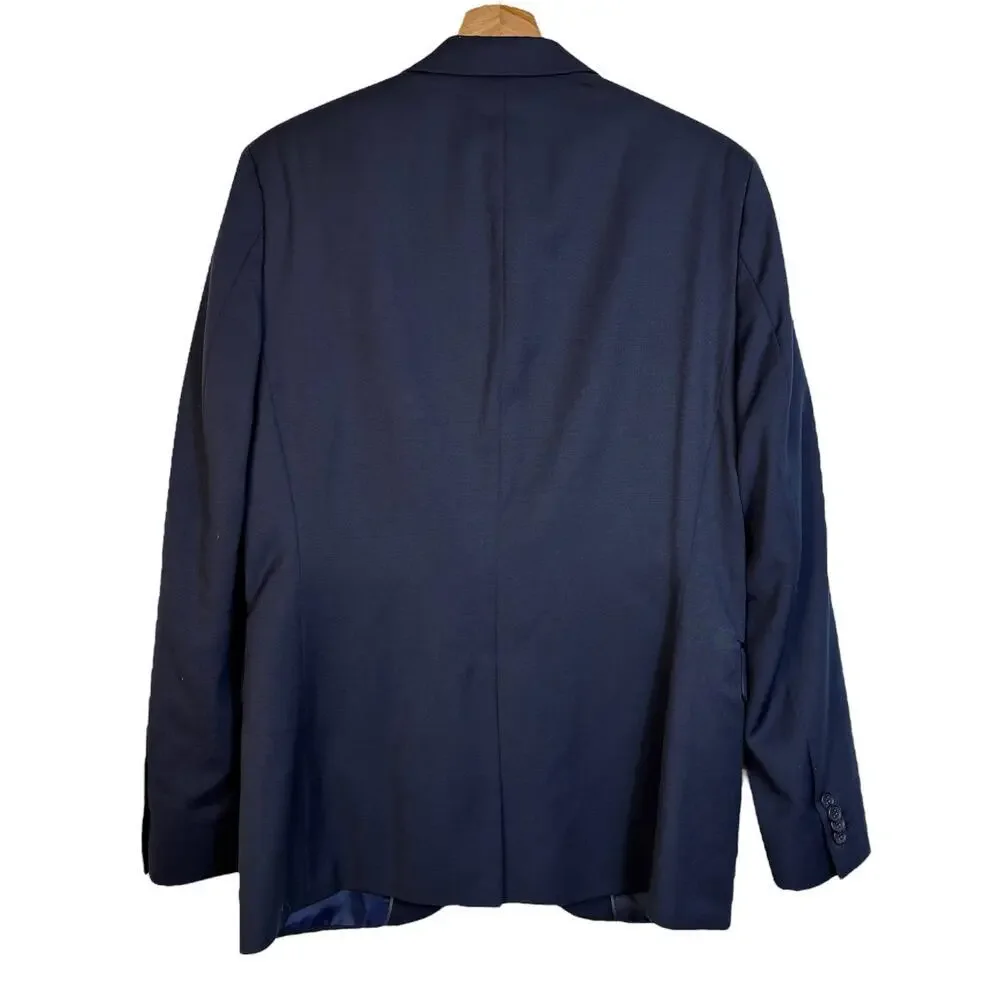 Banana Republic Mens Tailored Fit Blazer Size 38S Wool Navy Blue Career Preppy
